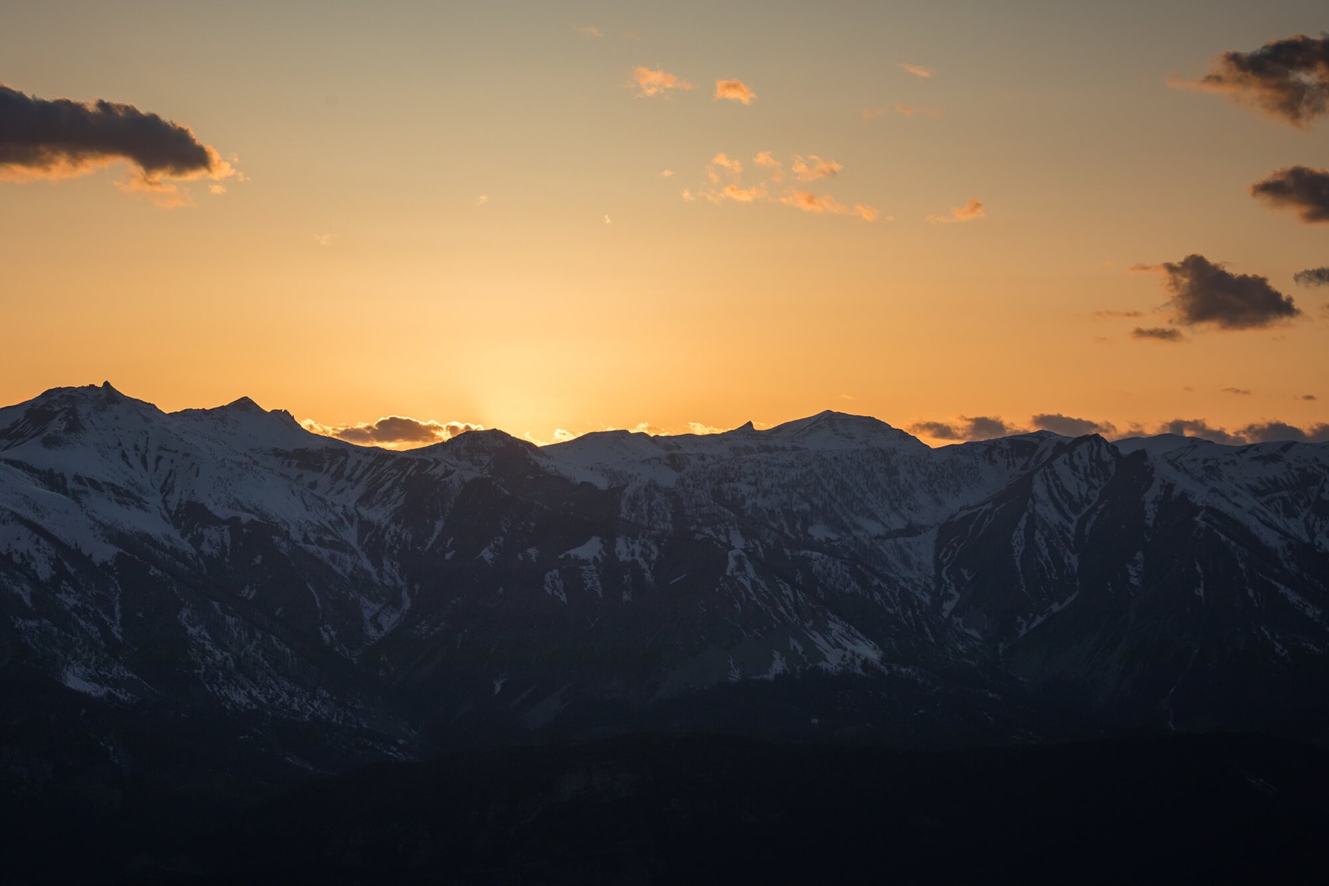 Coucher de soleil dans les montagnes de Valberg