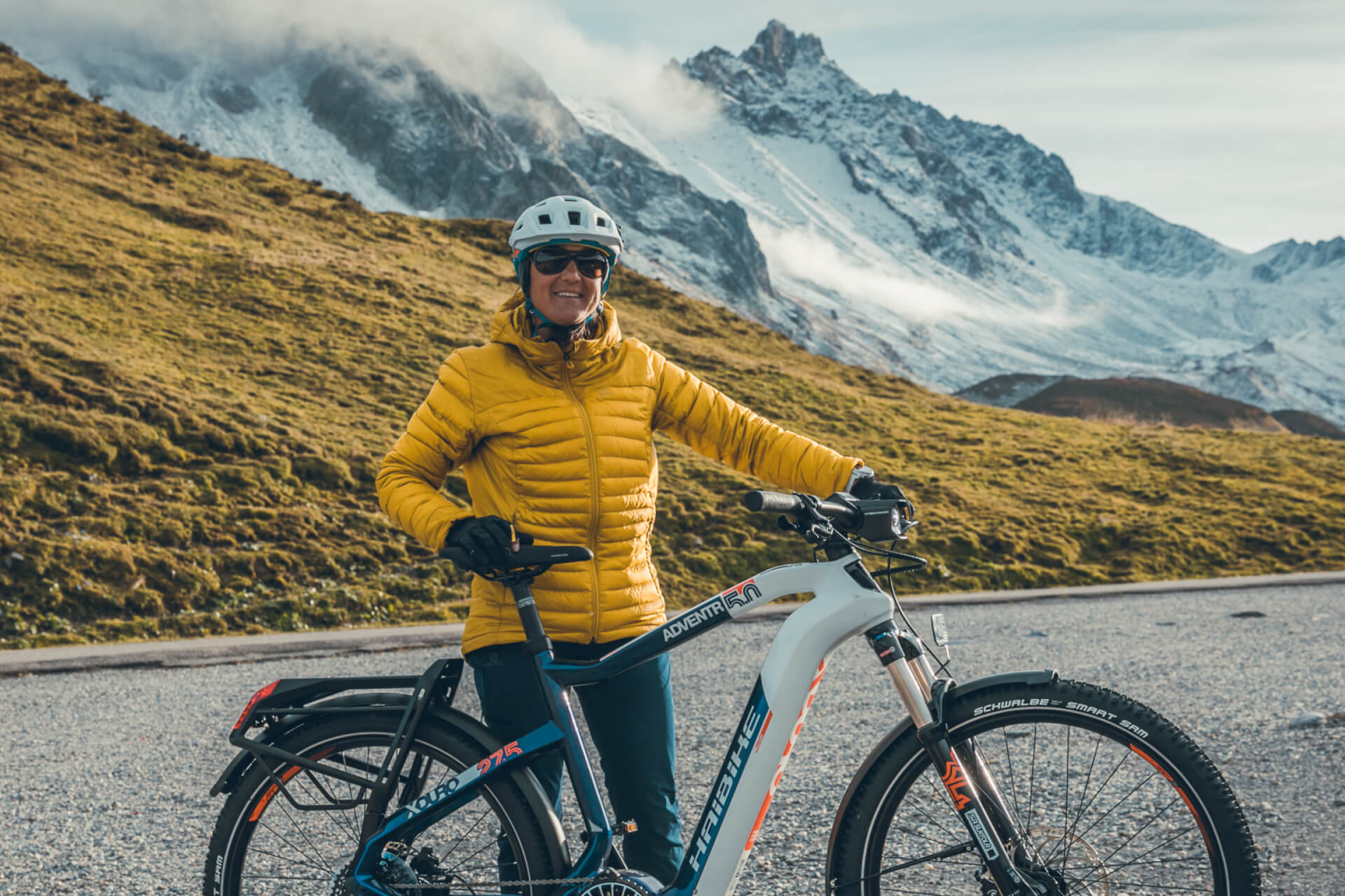 Haibike Hero Liv Sansoz and the Adventr 5.0 Trekking eBike in the mountains