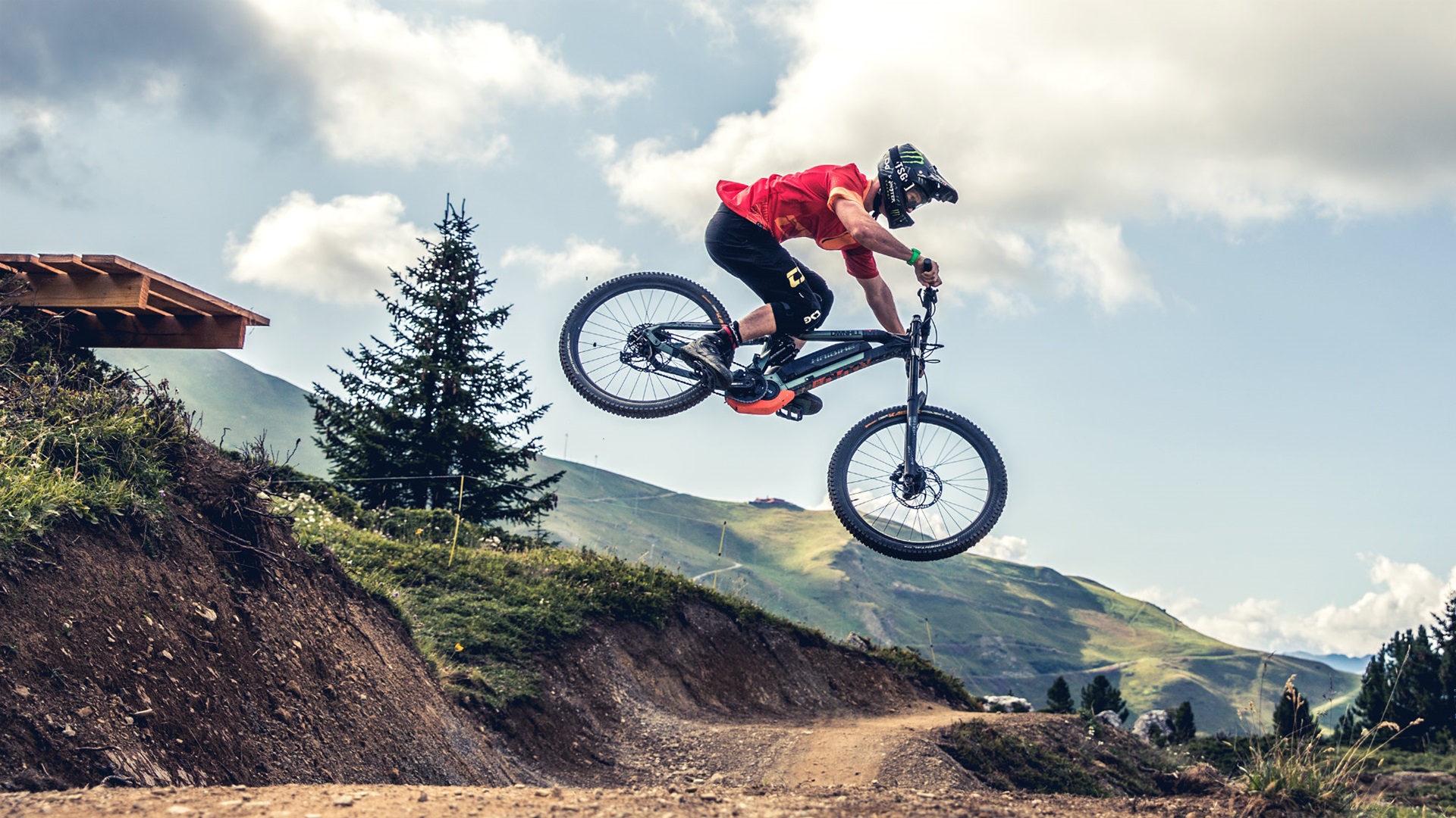 Downhill electric mountain bike with full suspension