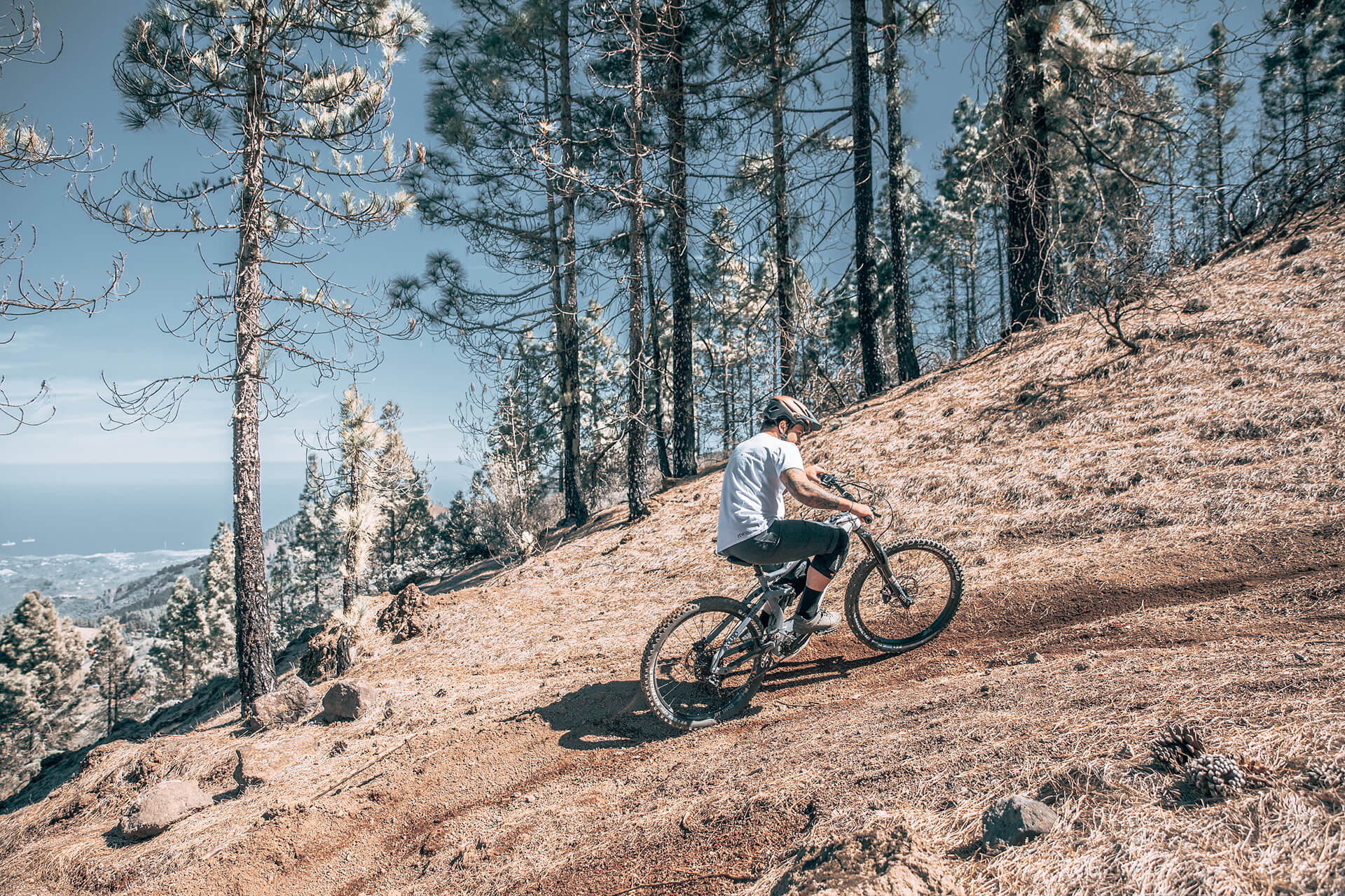 Bohater Haibike Yannick Granieri na rowerze po wzgórzach